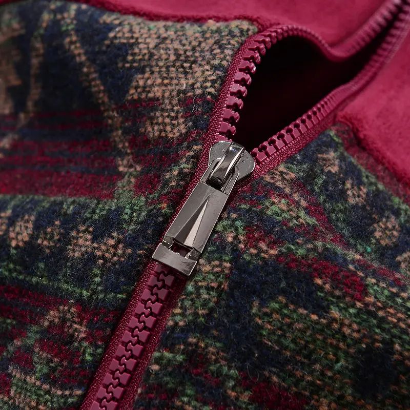 Men's Ethnic Pattern Full-Zip Fleece-Lined Long-Sleeve Knitwear Coat