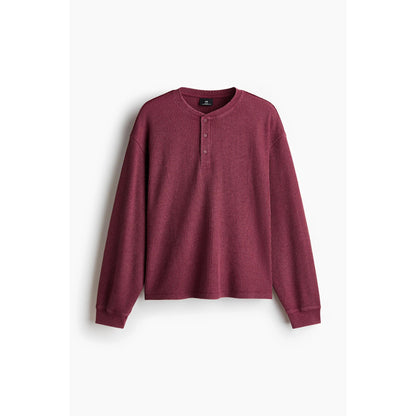 Men's Classic Regular Fit Waffle Knit Henley Top