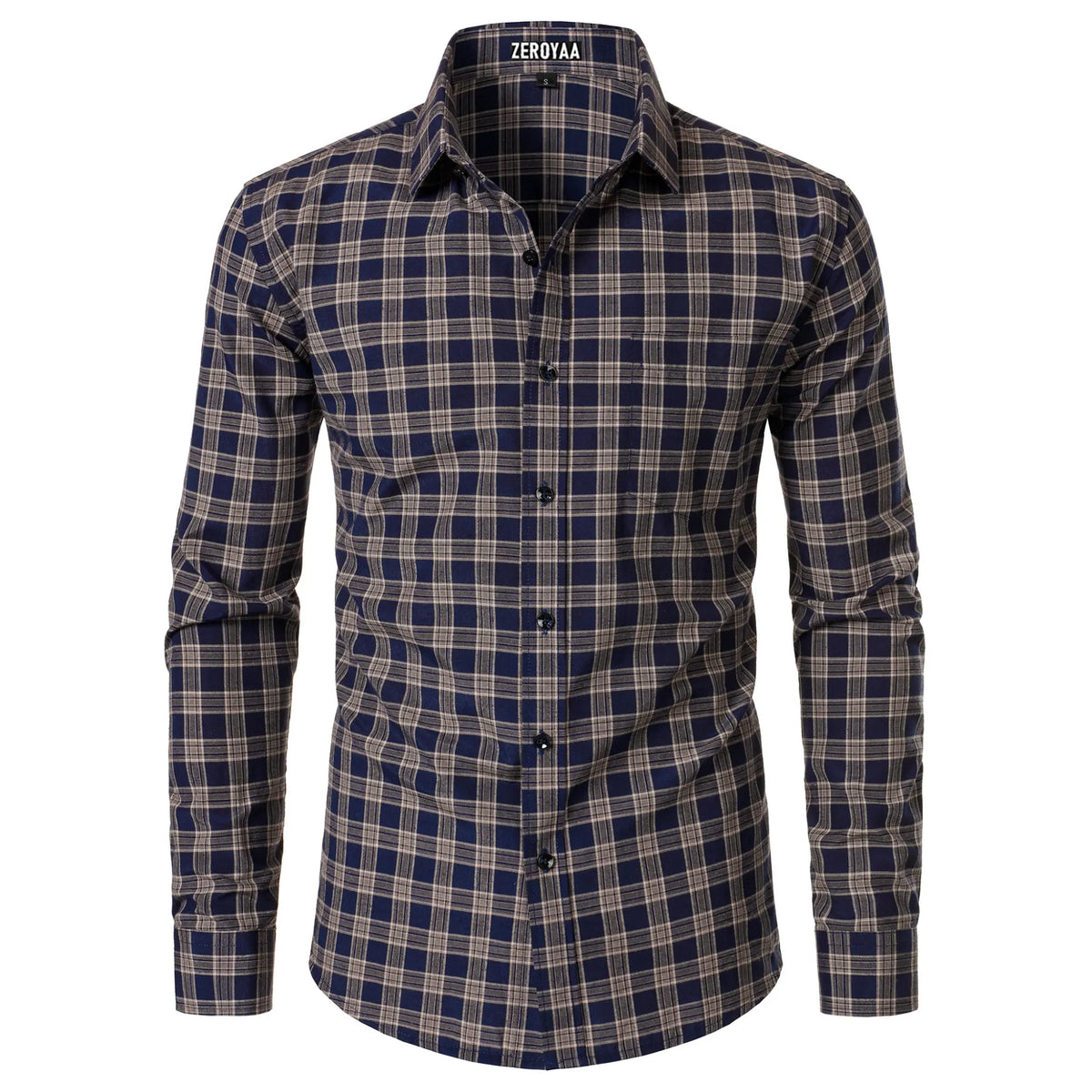 Men's Plaid Long Sleeve Dress Shirt