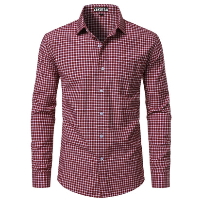 Men's Plaid Long Sleeve Dress Shirt