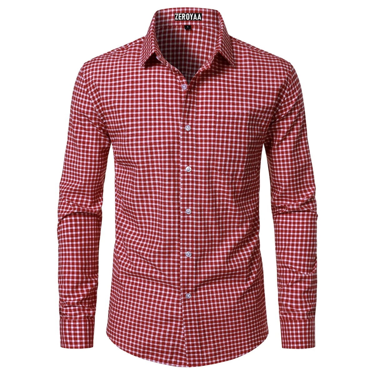 Men's Plaid Long Sleeve Dress Shirt