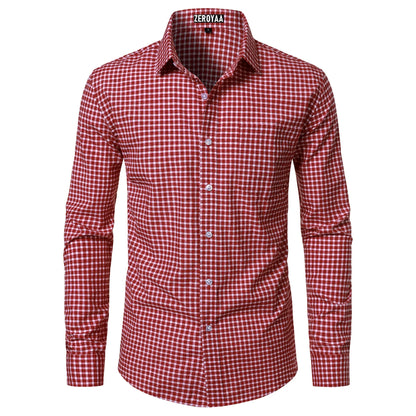 Men's Plaid Long Sleeve Dress Shirt