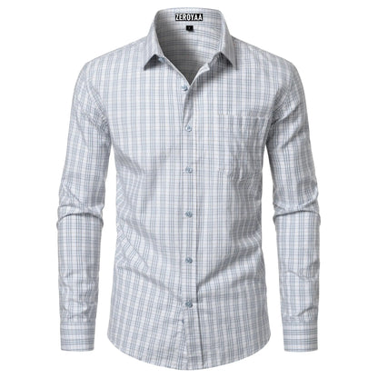 Men's Plaid Long Sleeve Dress Shirt
