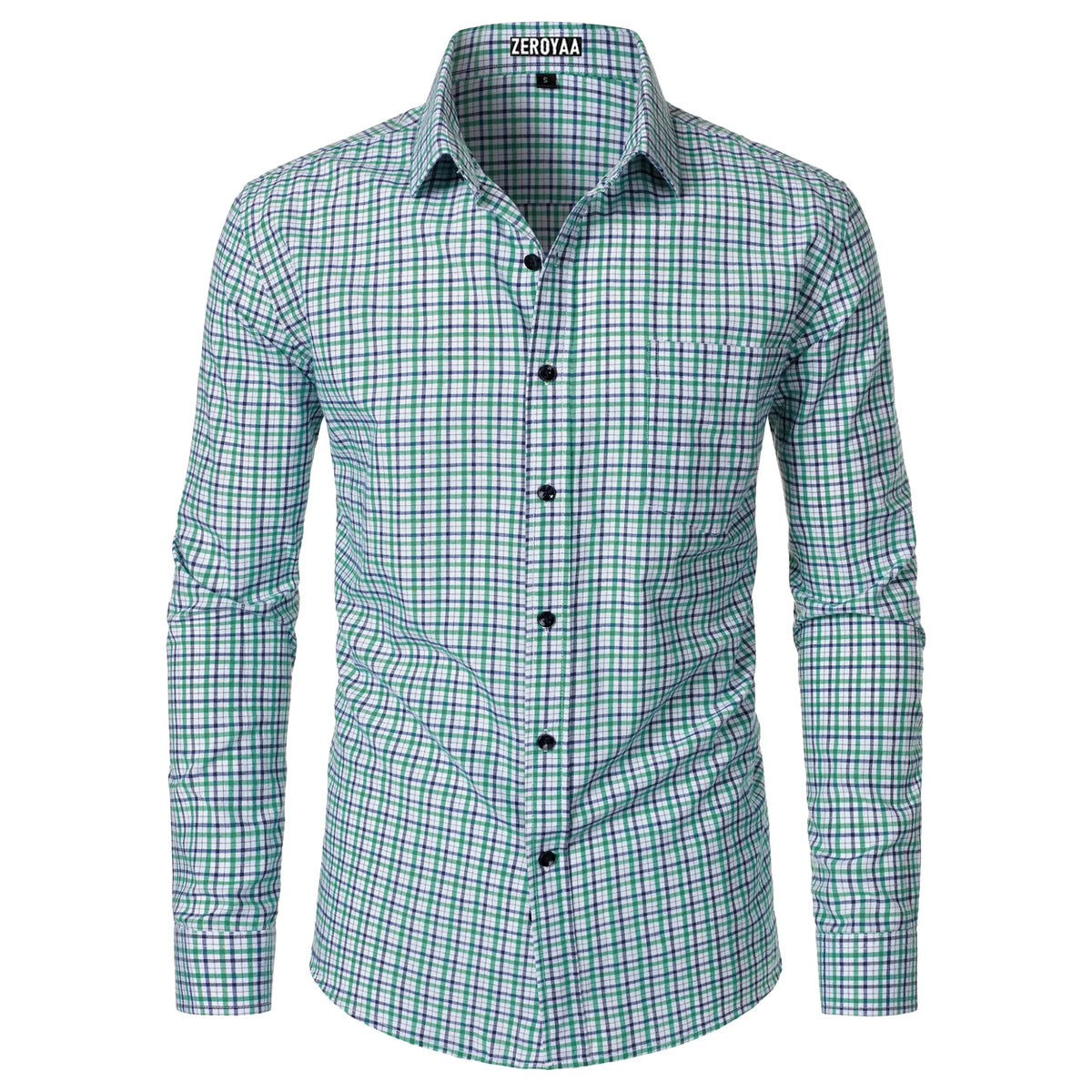 Men's Plaid Long Sleeve Dress Shirt