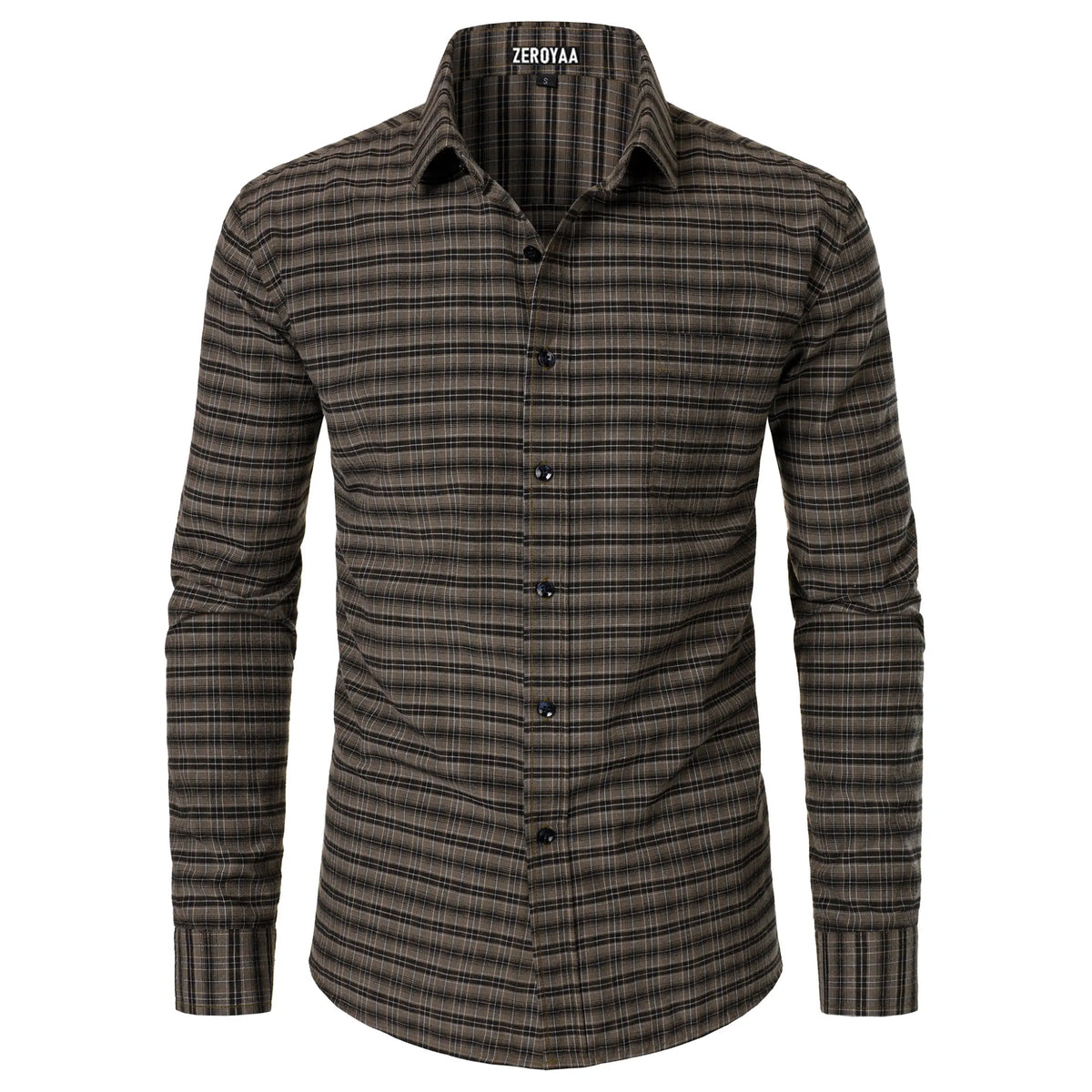 Men's Plaid Long Sleeve Dress Shirt