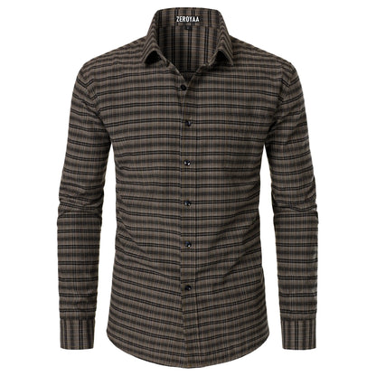 Men's Plaid Long Sleeve Dress Shirt