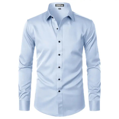 Men's Satin Long Sleeve Dress Shirt Slim Fit