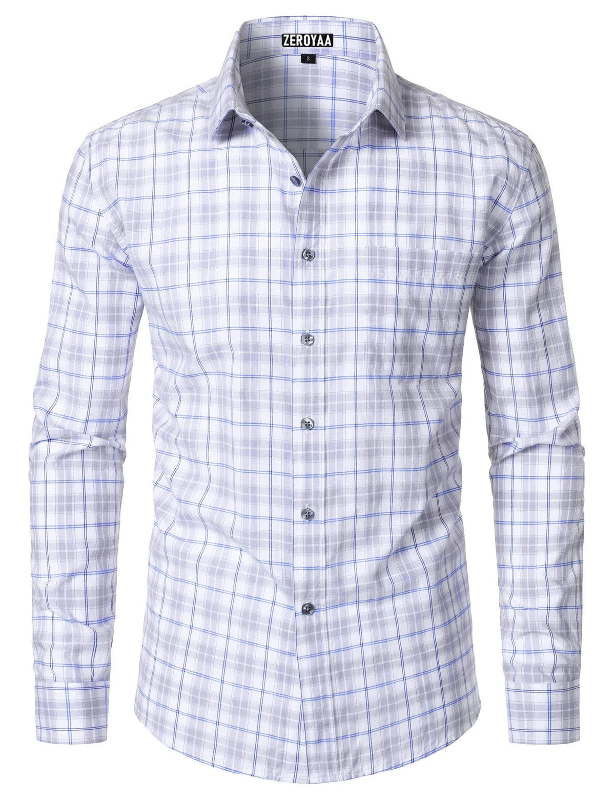 Men's Plaid Long Sleeve Dress Shirt