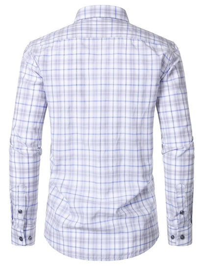 Men's Plaid Long Sleeve Dress Shirt