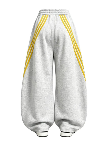 Women's Retro Three-Stripe Colorblock Wide Leg Pants