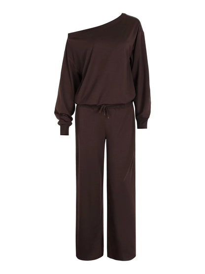 Women's Off-Shoulder Long Sleeve Jumper & Pants Set