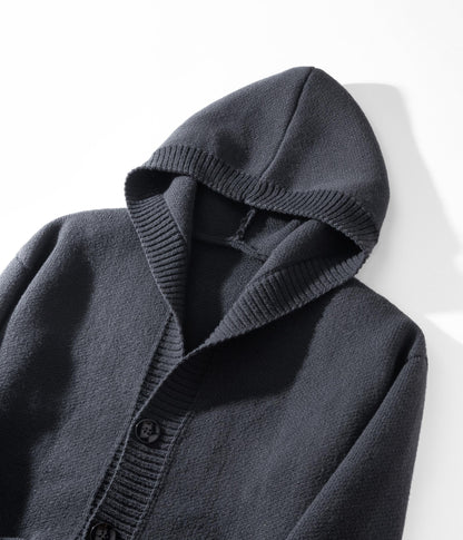 Men's Solid Heavyweight Button-Up Hooded Sweatshirt – Fitted Retro Pullover
