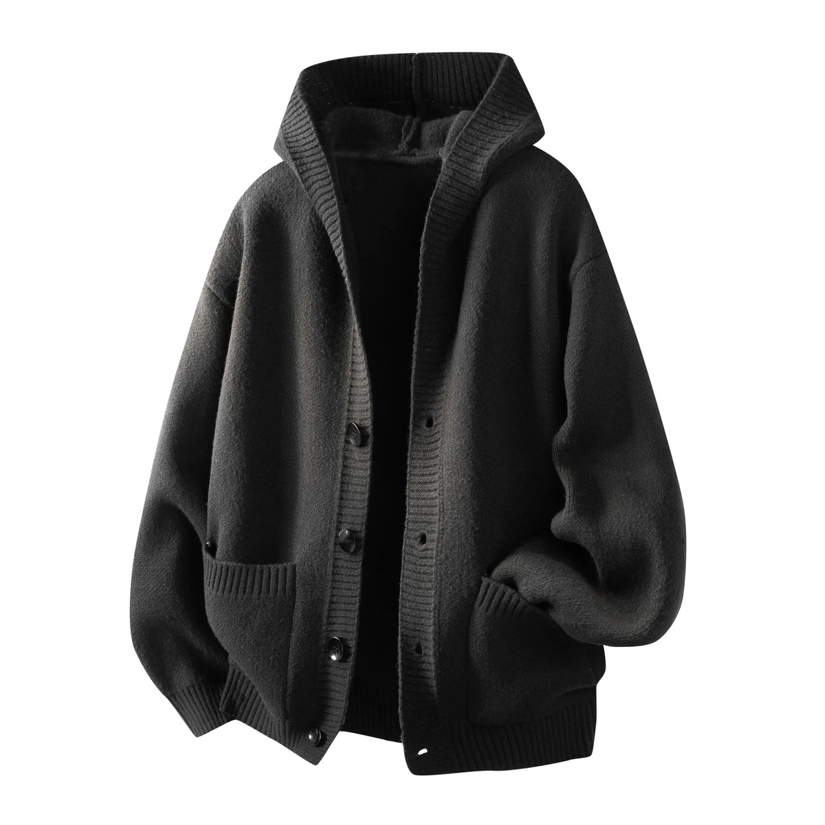 Men's Solid Heavyweight Button-Up Hooded Sweatshirt – Fitted Retro Pullover