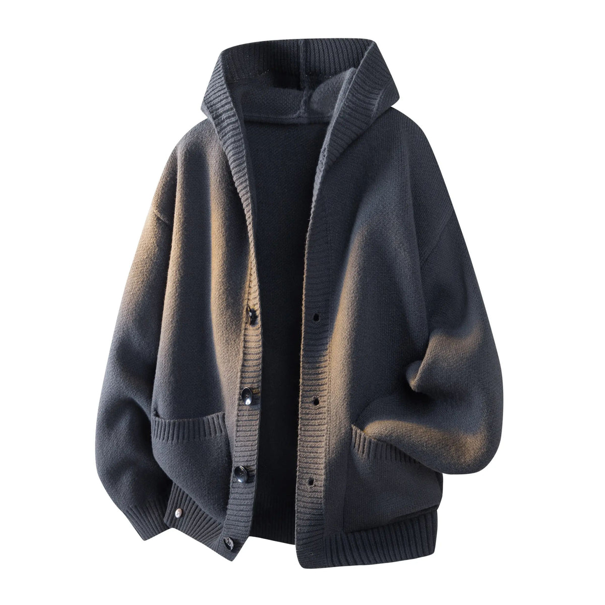 Men's Solid Heavyweight Button-Up Hooded Sweatshirt – Fitted Retro Pullover