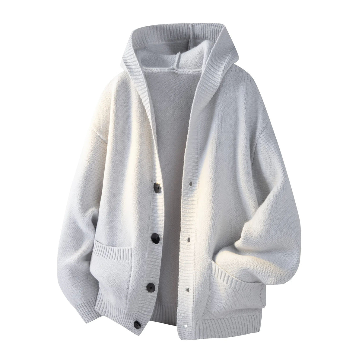 Men's Solid Heavyweight Button-Up Hooded Sweatshirt – Fitted Retro Pullover
