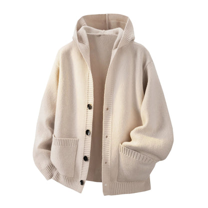 Men's Solid Heavyweight Button-Up Hooded Sweatshirt – Fitted Retro Pullover