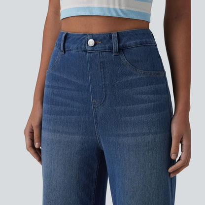 Women's Flex High Waisted Sculpted Lift Design Straight Leg Casual Jeans with Pockets