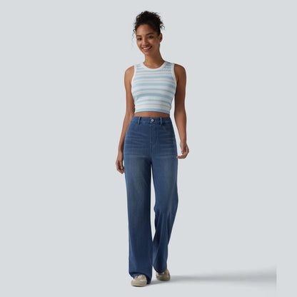 Women's Flex High Waisted Sculpted Lift Design Straight Leg Casual Jeans with Pockets