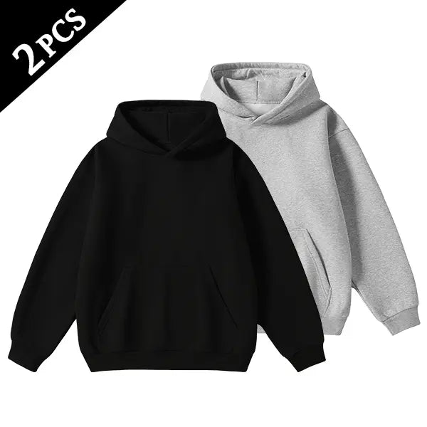 Men's Cotton Blend Hoodie Long Sleeve Pullover Black Beige Casual Wear