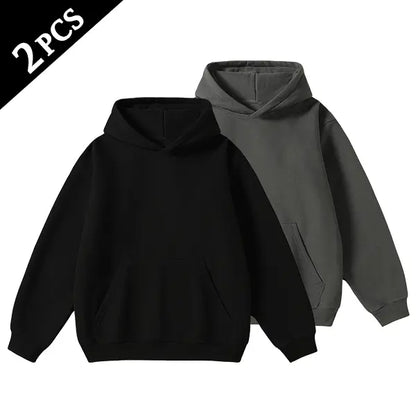 Men's Cotton Blend Hoodie Long Sleeve Pullover Black Beige Casual Wear
