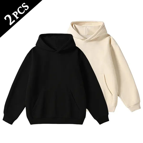 Men's Cotton Blend Hoodie Long Sleeve Pullover Black Beige Casual Wear