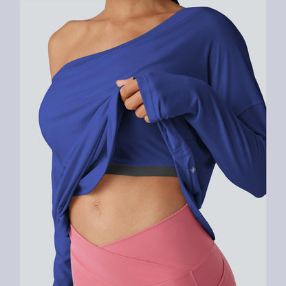 Women's One-Shoulder Quick-Dry Yoga Top with Built-In Bra