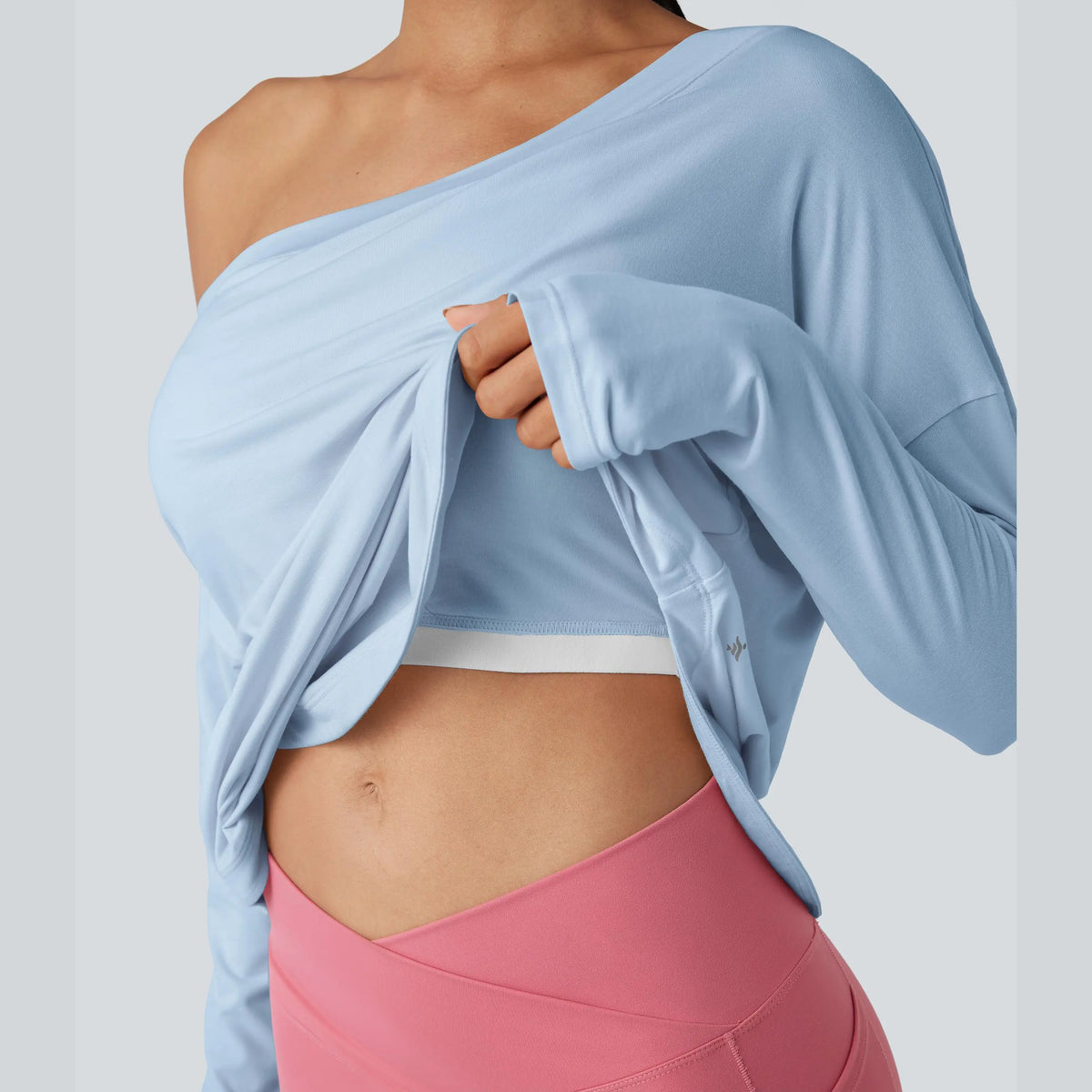 Women's One-Shoulder Quick-Dry Yoga Top with Built-In Bra