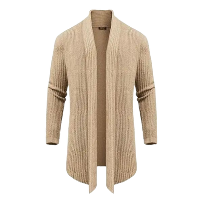 Men's Fashion Shawl Collar Long-Sleeve Fitted Plain Knit Cardigan
