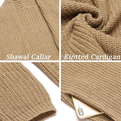 Men's Fashion Shawl Collar Long-Sleeve Fitted Plain Knit Cardigan
