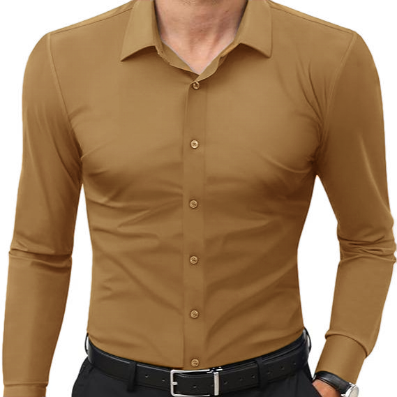 Men's 4-Way Stretch Travel Dress Shirt: Wrinkle-Free Slim Fit