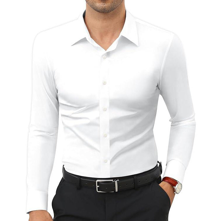 Men's 4-Way Stretch Travel Dress Shirt: Wrinkle-Free Slim Fit