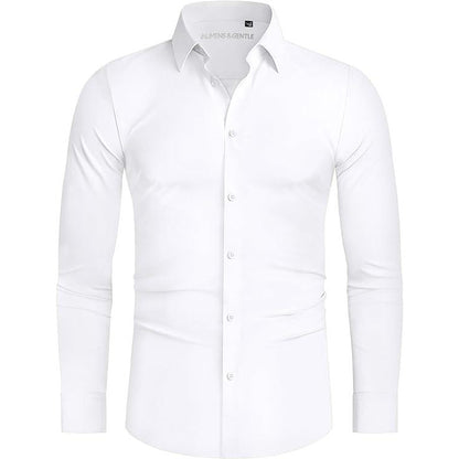 Men's 4-Way Stretch Travel Dress Shirt: Wrinkle-Free Slim Fit