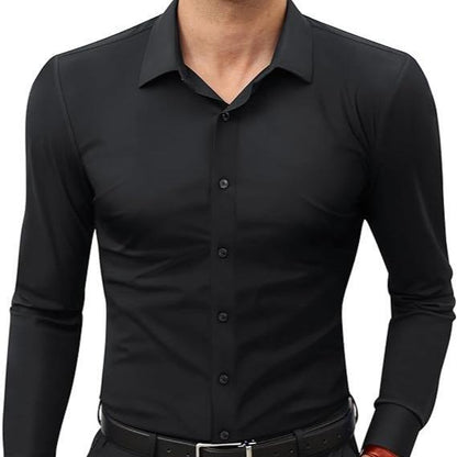 Men's 4-Way Stretch Travel Dress Shirt: Wrinkle-Free Slim Fit