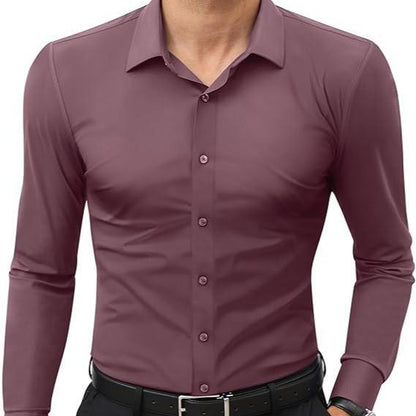Men's 4-Way Stretch Travel Dress Shirt: Wrinkle-Free Slim Fit