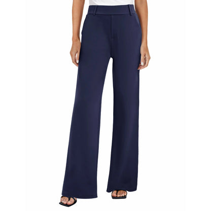 Women's Wide Leg Dress Pants High Waisted Stretchy Work Trousers Business Casual Office Pull on Slacks with Pockets