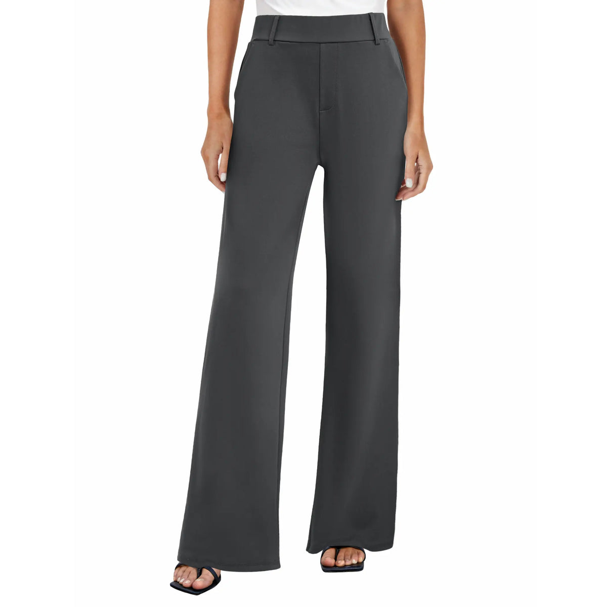 Women's Wide Leg Dress Pants High Waisted Stretchy Work Trousers Business Casual Office Pull on Slacks with Pockets