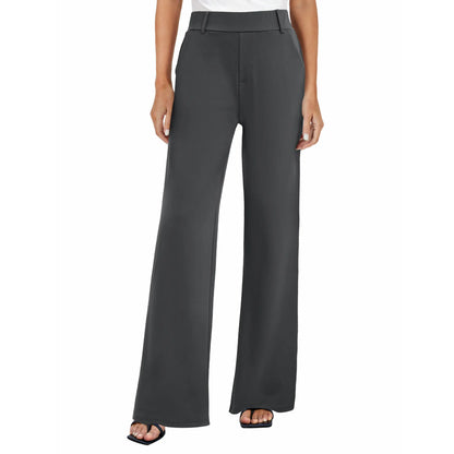 Women's Wide Leg Dress Pants High Waisted Stretchy Work Trousers Business Casual Office Pull on Slacks with Pockets