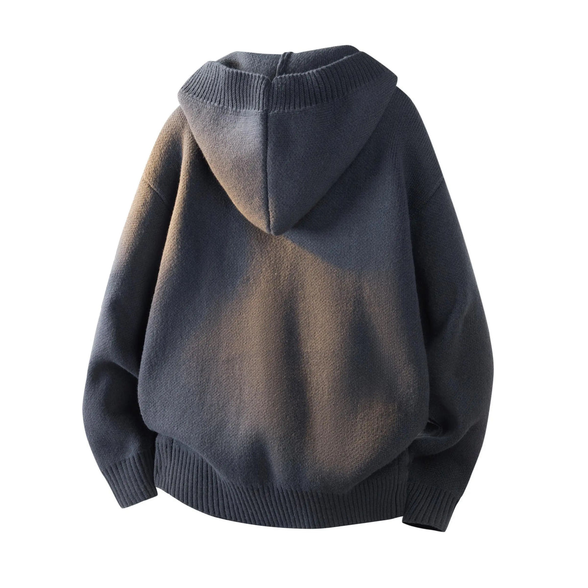 Men's Plain Minimalist Solid Heavyweight Long-Sleeve Buttoned Hood Snap Sweatshirt