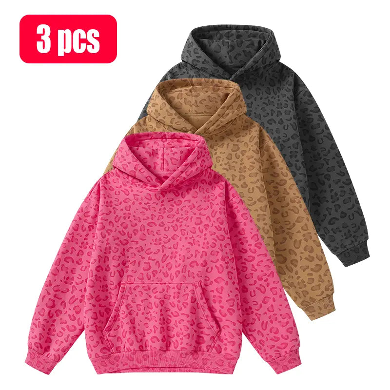 Unisex 100% Cotton Leopard Print Loose Fit Hoodie for Fall & Winter