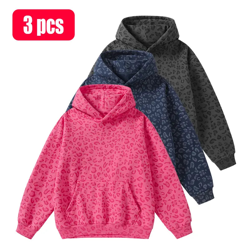 Unisex 100% Cotton Leopard Print Loose Fit Hoodie for Fall & Winter
