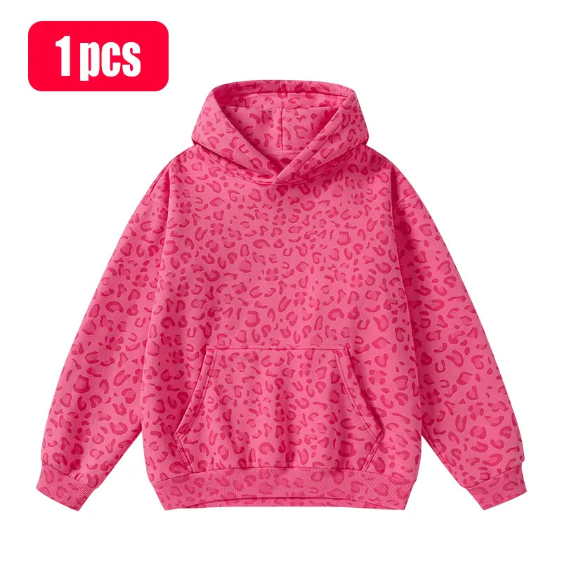 Unisex 100% Cotton Leopard Print Loose Fit Hoodie for Fall & Winter