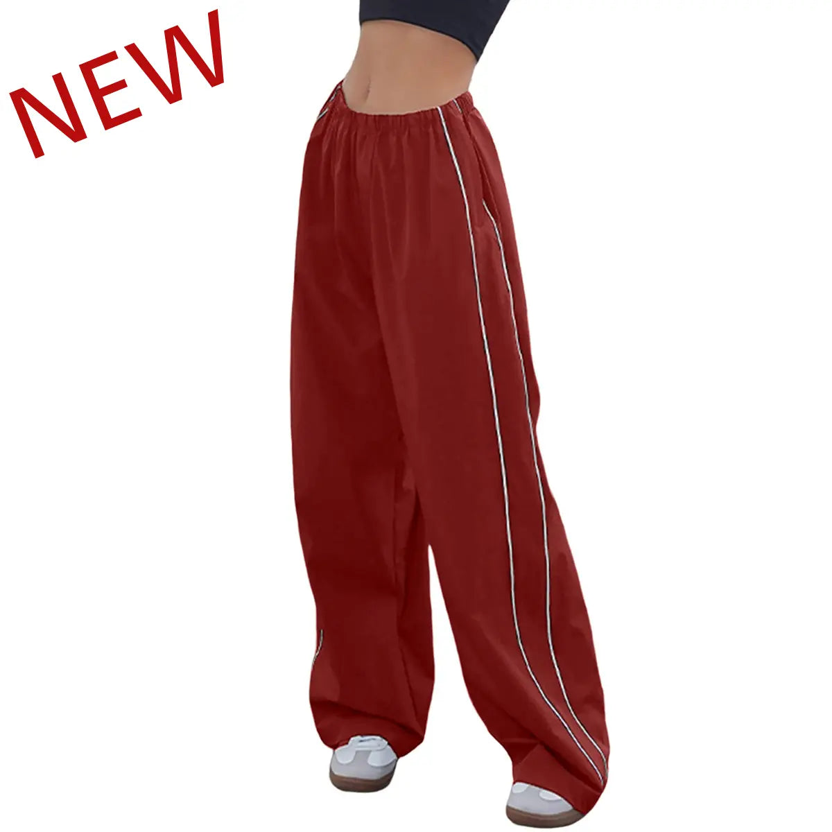 Women's Parachute Pants Wide Leg Baggy Pants Y2K Elastic Waist Jogger Sweatpants Track Pants Streetwear