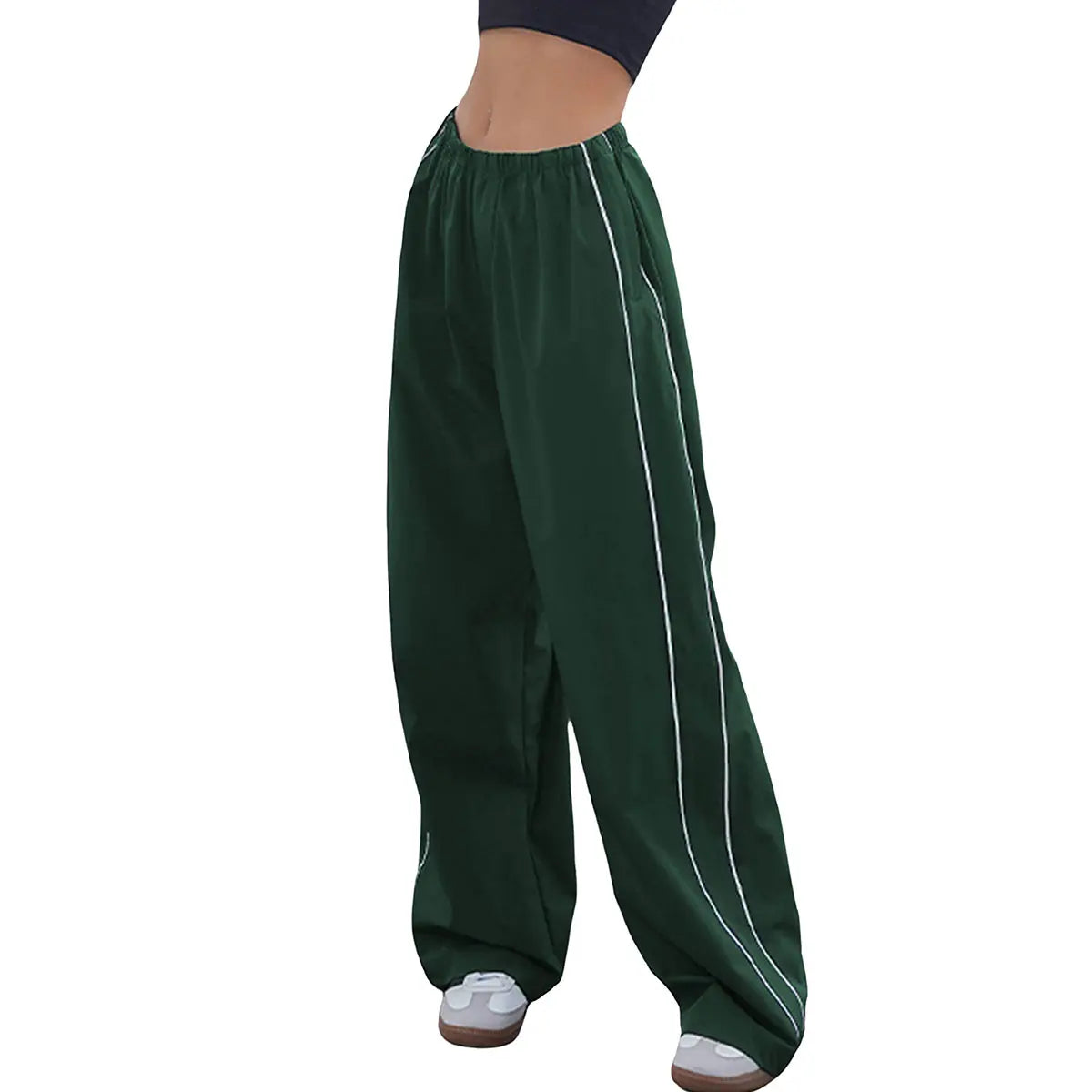 Women's Parachute Pants Wide Leg Baggy Pants Y2K Elastic Waist Jogger Sweatpants Track Pants Streetwear