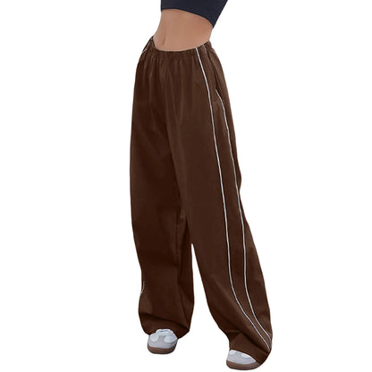 Women's Parachute Pants Wide Leg Baggy Pants Y2K Elastic Waist Jogger Sweatpants Track Pants Streetwear