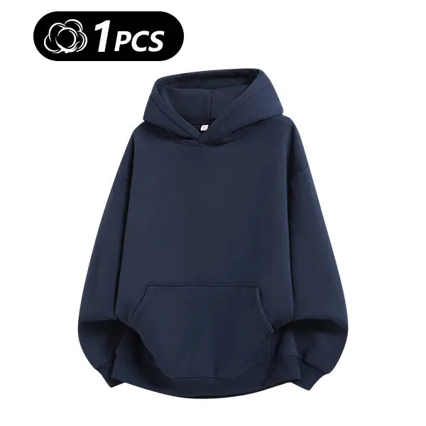 Men's 100% Cotton Vintage Loose Fit Pullover Hoodie