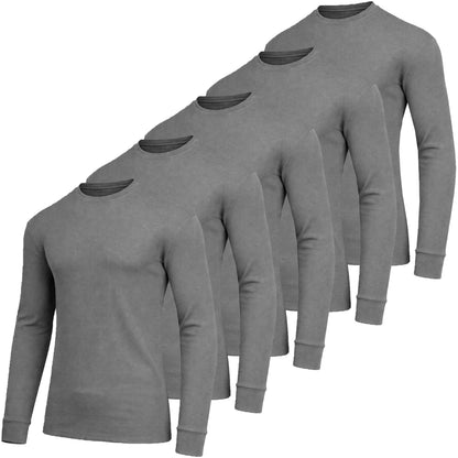 Men's 5-Pack 100% Cotton Waffle-Knit Thermal Shirts – Crew Neck & Henley