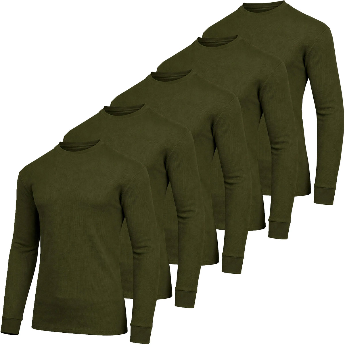 Men's 5-Pack 100% Cotton Waffle-Knit Thermal Shirts – Crew Neck & Henley