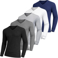 (V-Neck) Black-Charcoal-Heather Grey-White-Navy