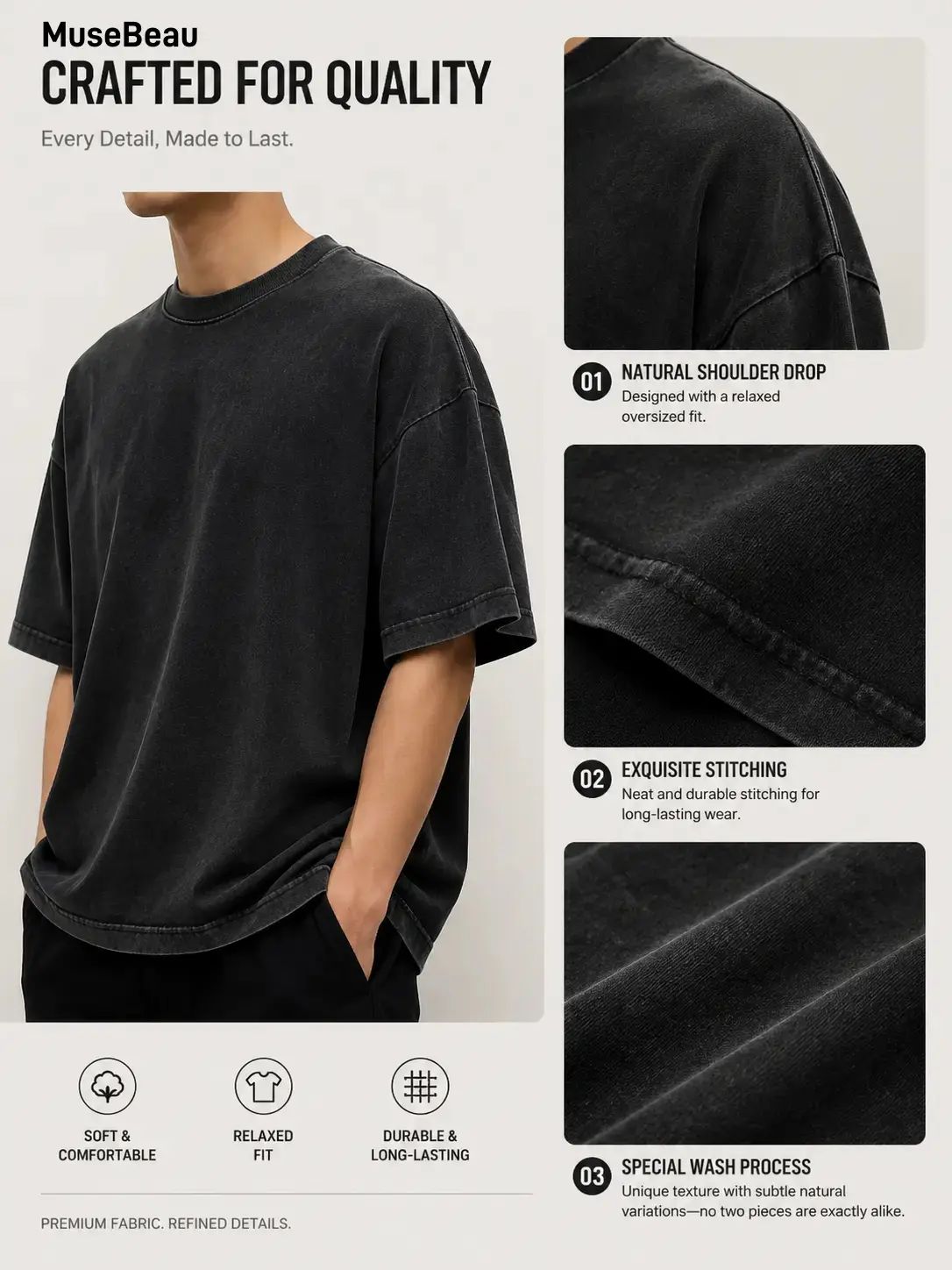 🔥Unisex Acid Wash Oversized Cotton T-Shirts Crew Neck Half Sleeve Loose Casual Streetwear Summer Tops