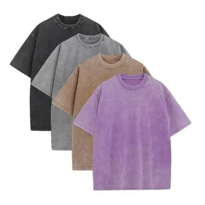 🔥Unisex Acid Wash Oversized Cotton T-Shirts Crew Neck Half Sleeve Loose Casual Streetwear Summer Tops